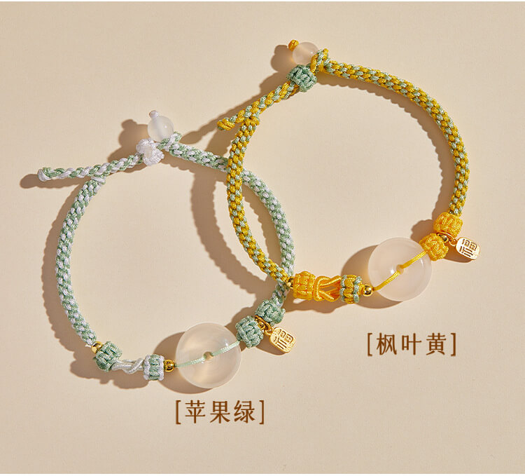 《Smooth and safe buckle》 natural white agate hand-woven bracelet for men and women