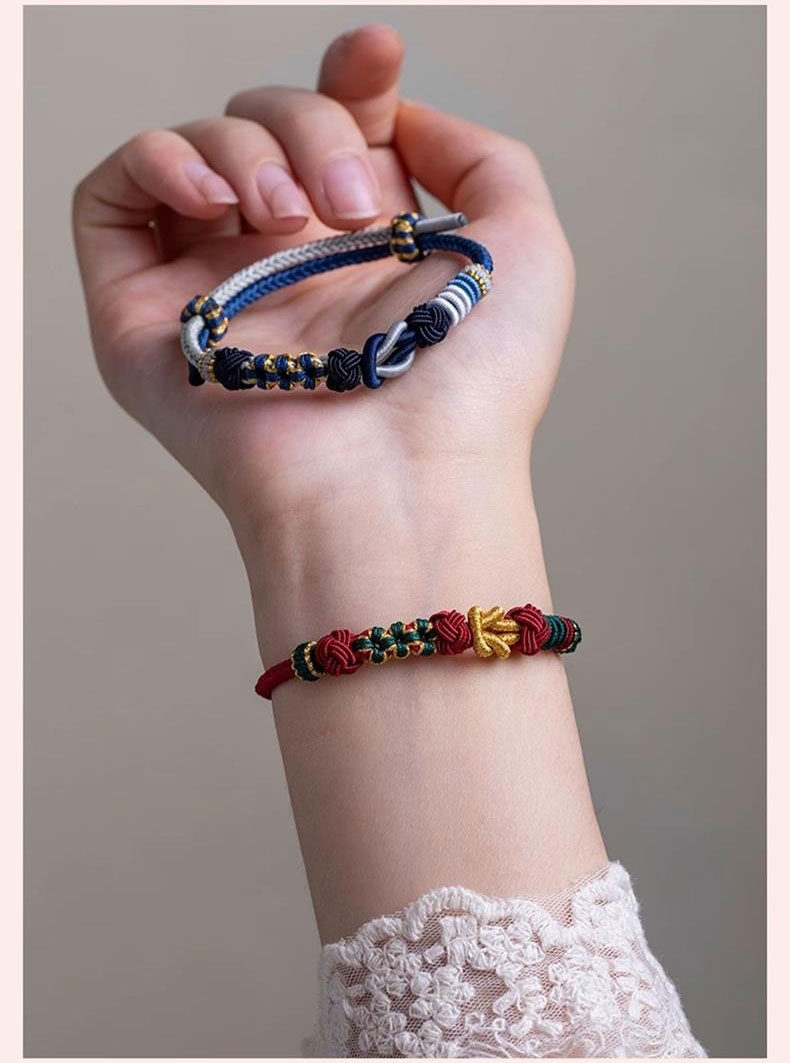 《Mo Xiangli》 DIY wearable dragon boat gold transfer bead red bracelet