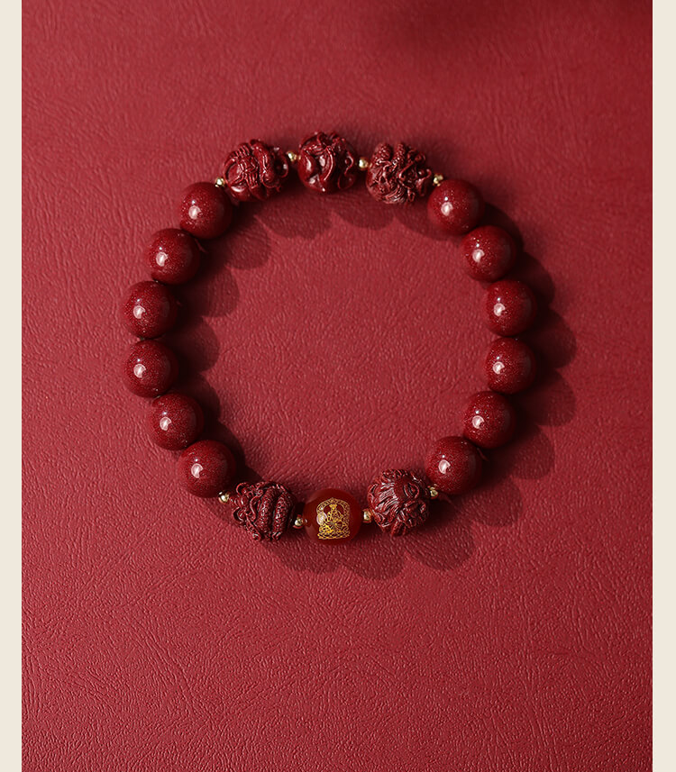 《Three Combinations and Six Combinations》 Vermillion and Purple Gold Sand Bracelet for the Year of the Zodiac