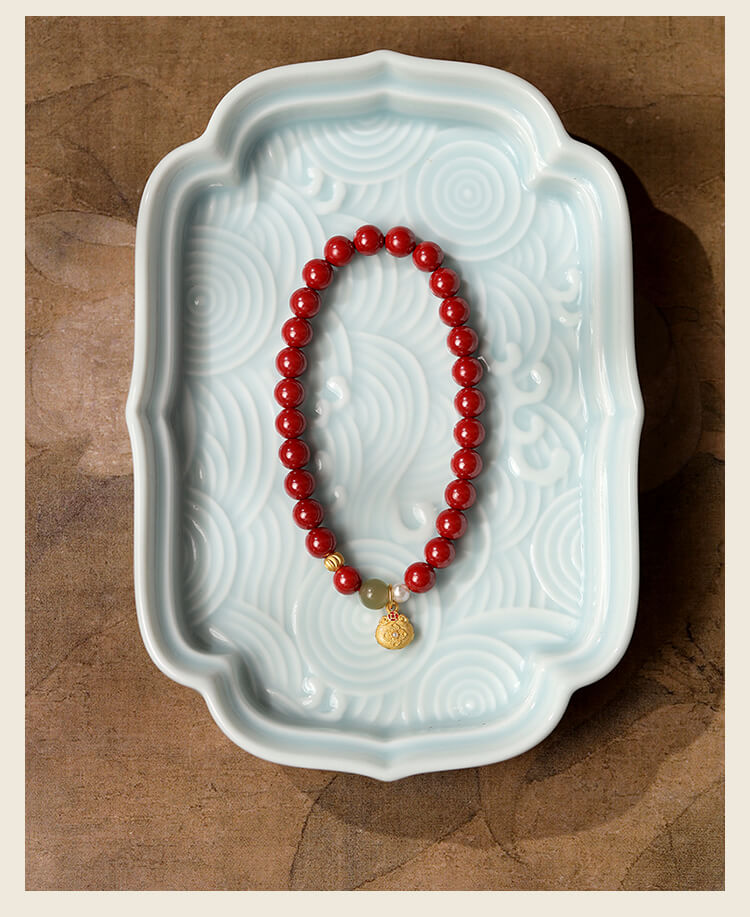 《Lucky Bag》 High Content Cinnabar Imperial Sand Chinese Style Bracelet