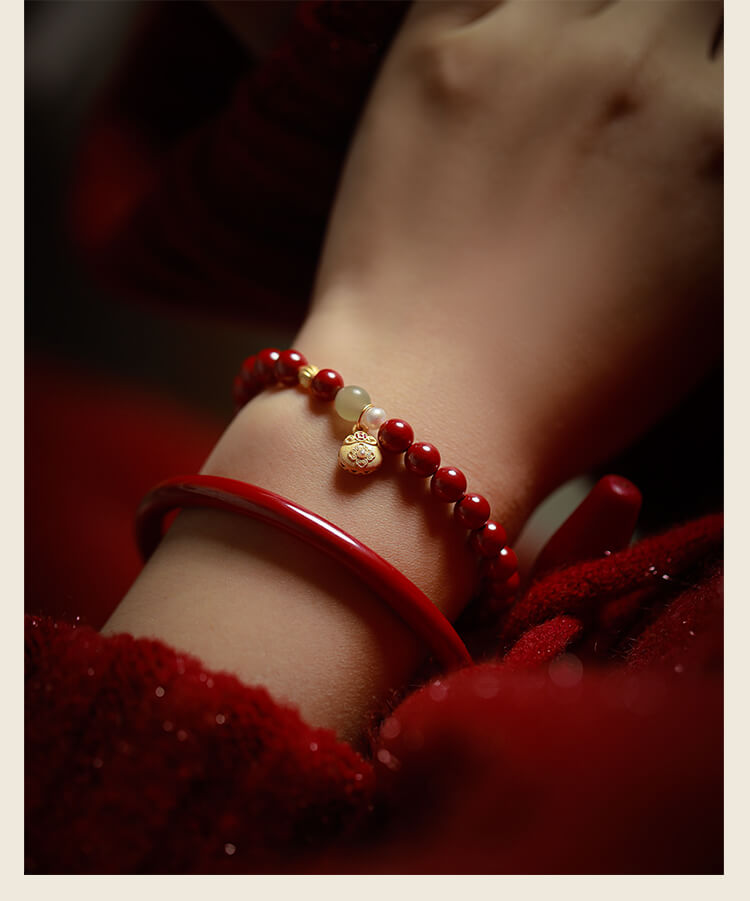 《Lucky Bag》 High Content Cinnabar Imperial Sand Chinese Style Bracelet