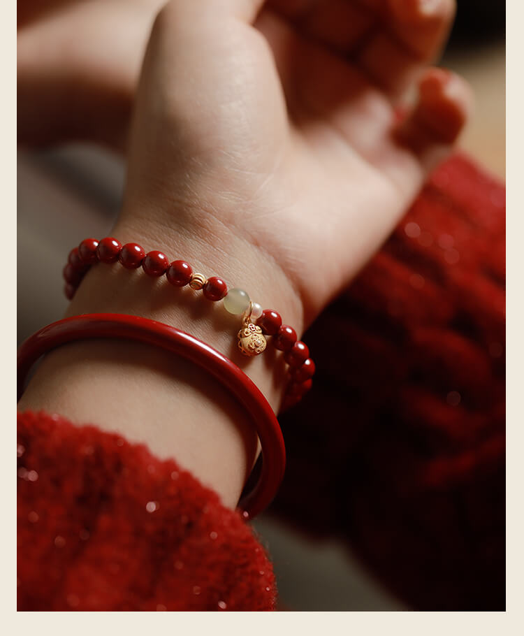 《Lucky Bag》 High Content Cinnabar Imperial Sand Chinese Style Bracelet