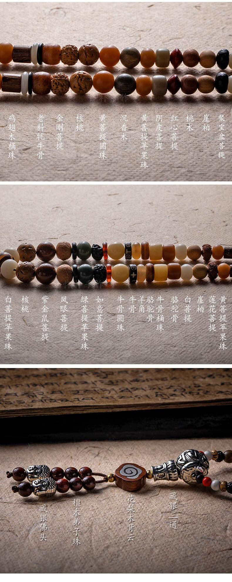 《Tibetan Style Multi-Treasure》 108-piece multi-circle bodhi necklace with twelve zodiac signs in hand